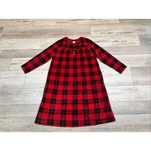 Aria ladies red and black long plaid nightgown size L